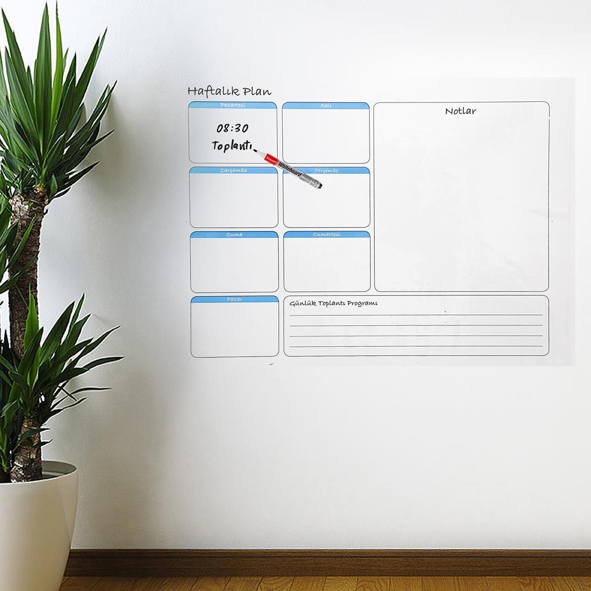 Haftalık Planlayıcı Manyetik Duvar Stickerı Takvim 70 cm x 56 cm (5643)