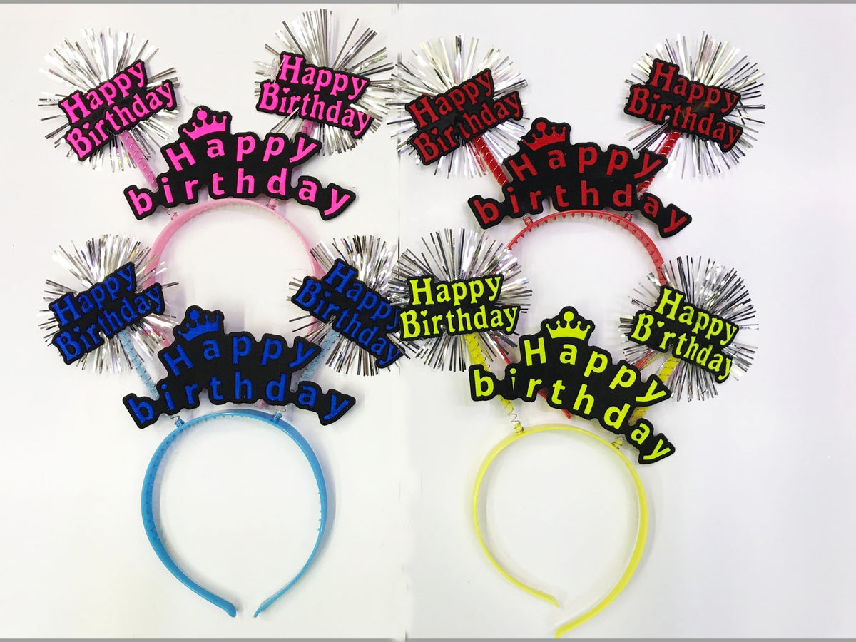 Happy Birthday Neon Renk Doğum Günü Tacı 12 Adet (5643)