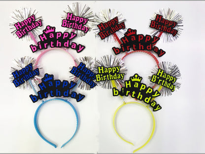 Happy Birthday Neon Renk Doğum Günü Tacı 12 Adet (5643)