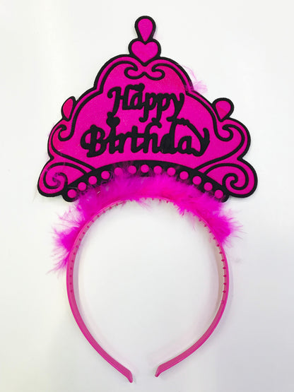 Happy Birthday Yazılı Neon Renk Taç 12 Adet (5643)