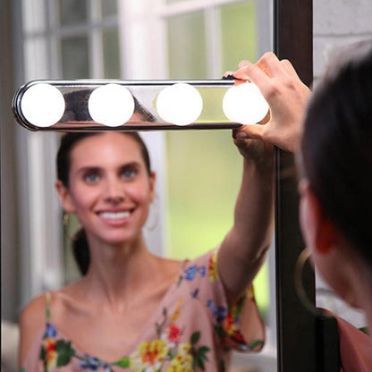 Kablosuz Parlak Banyo Stüdyo Makyaj Aynası Işığı Pilli Vantuzlu Taşınabilir 4 Led Ampul (5643)