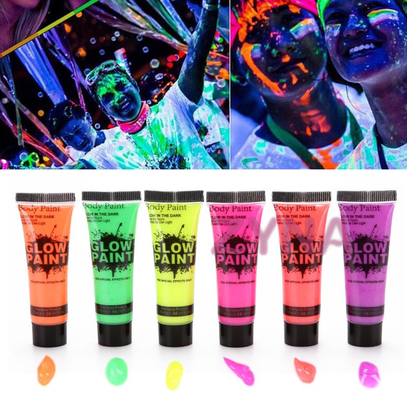 Neonlu Glow Parti Yüz Boyası 6 Renk 6 Adet (5643)