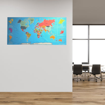 Renkli Atlas Dünya Haritası Manyetik Yapıştırıcı Gerektirmeyen Duvar Stickerı 118 CM * 56 CM (5643)