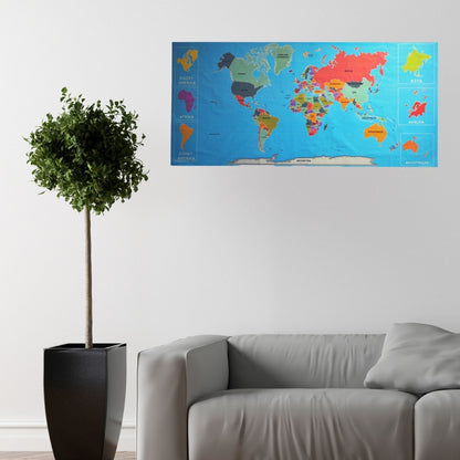 Renkli Atlas Dünya Haritası Manyetik Yapıştırıcı Gerektirmeyen Duvar Stickerı 118 CM * 56 CM (5643)