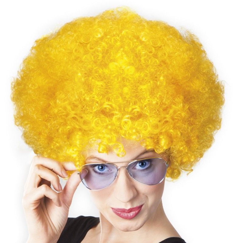 Sarı Renk Kıvırcık Afro Bonus Peruk (5643)