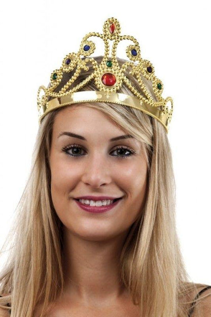 Taşlı Altın Renk Prenses Tacı ve Kırmızı Kraliyet Prenses Asası (5643)