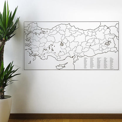 Yazılabilir Türkiye Haritası Manyetik Duvar Stickerı 110 x 56 cm (5643)