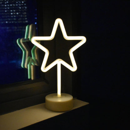 Yıldız Tasarımlı Neon Led Masa Ve Gece Lambası Dekoratif Işık (5643)