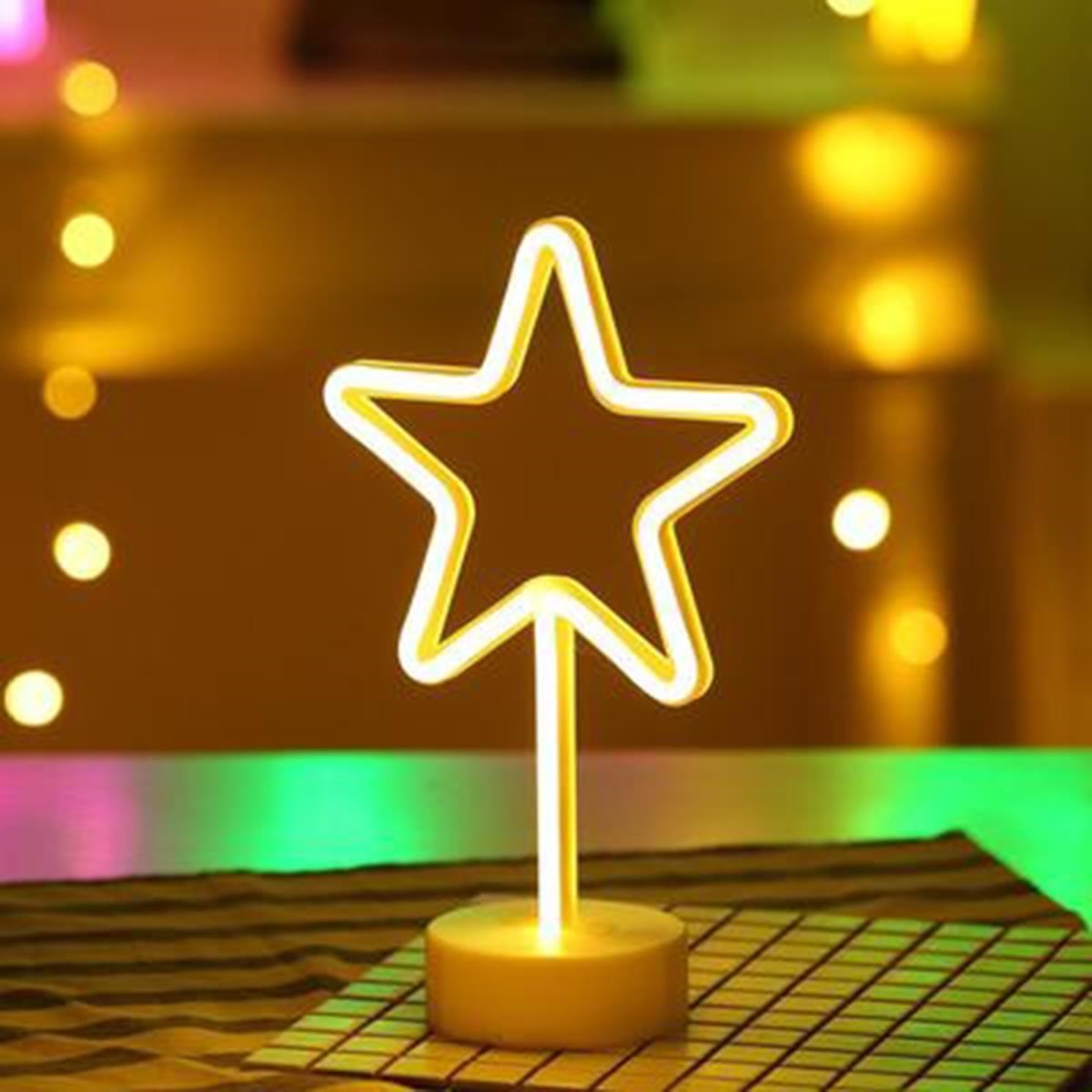 Yıldız Tasarımlı Neon Led Masa Ve Gece Lambası Dekoratif Işık (5643)