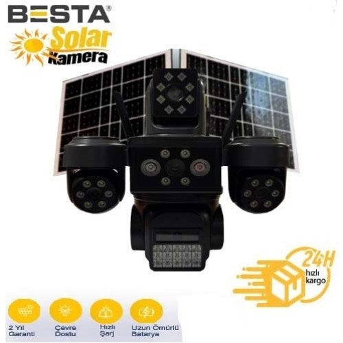 4G ÇİFT SOLAR AOV E-SİM ÖZELLİKLİ 4 KAMERALI KABLOSUZ GÜVENLİK KAMERASI BS-220GS