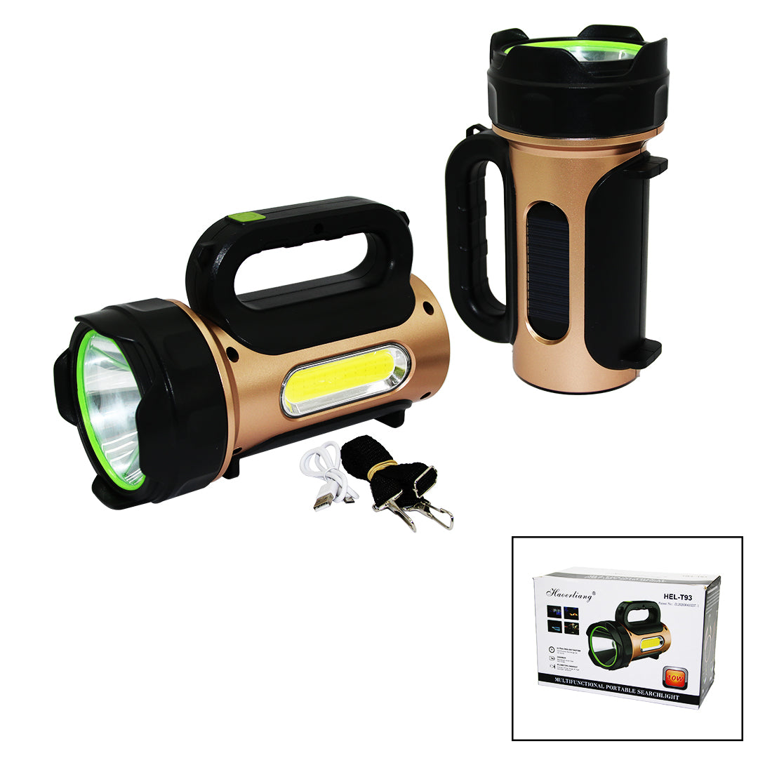 10W - SOLAR - USB ŞARJLI 2IN1 EL FENERİ RENKLİ FONKSİYONEL SMD LED (5643)