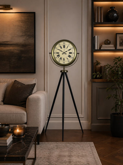 Antik Görünümlü Eskitme Tripod Ayaklı Saat