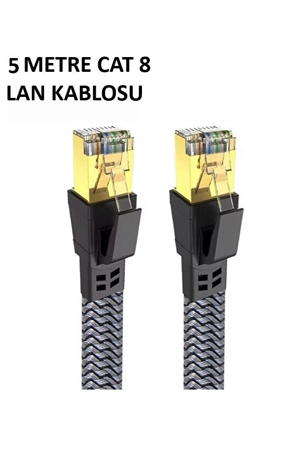 Cat 8 LAN Kablosu –Ethernet Kablosu Örgü Kaplama, Yüksek Hızlı (5 METRE)