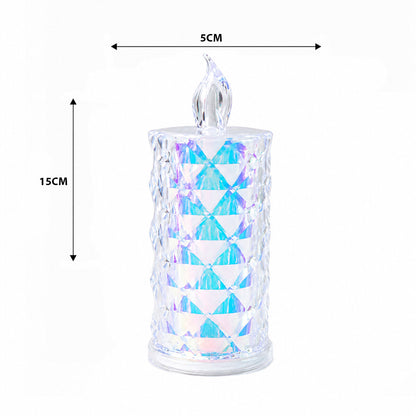 12 ADET LED CANDLE KAMP BÜYÜK BOY= ÇAP:5CM - Y: 16CM PİLLİ LED MUM MİKA KRİSTAL PLASTİK YAKUT-13637 (5643)