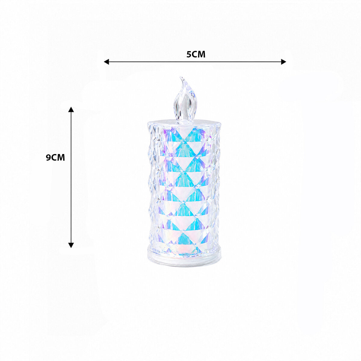 12 ADET LED CANDLE KAMP KÜÇÜK BOY= ÇAP:5CM - Y: 9CM PİLLİ LED MUM MİKA KRİSTAL PLASTİK YAKUT-13635 (5643)