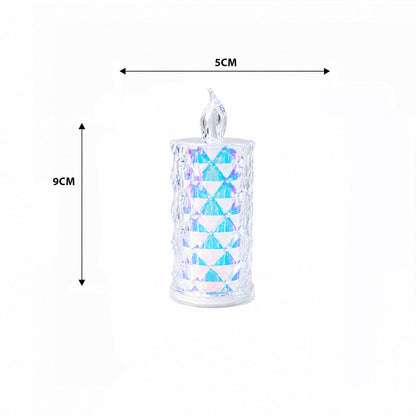 12 ADET LED CANDLE KAMP KÜÇÜK BOY= ÇAP:5CM - Y: 9CM PİLLİ LED MUM MİKA KRİSTAL PLASTİK YAKUT-13635 (5643)