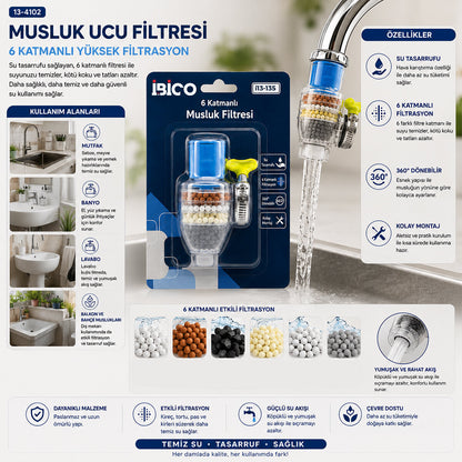 12 ADET MUSLUK UCU FİLTRESİ 6 KATMANLI - TAŞLI 360° 16-19MM TÜM MUSLUKLARA UYUM KİREÇLENME YAPMAZ (5643)