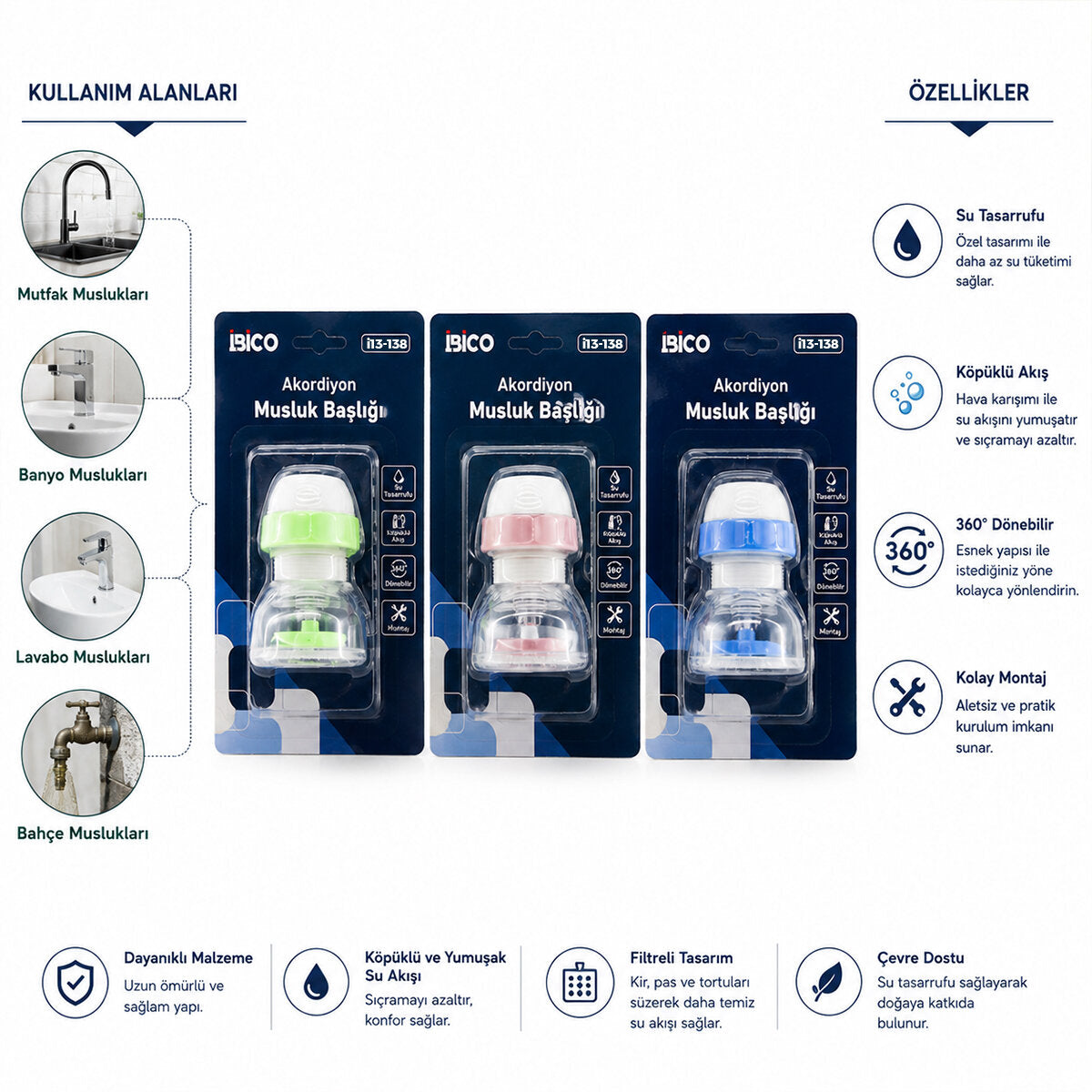 12 ADET MUSLUK UCU FİLTRESİ AKORDİYON - PERVANELİ 360° 16-19MM TÜM MUSLUKLARA UYUM KİREÇLENME YAPMAZ (5643)