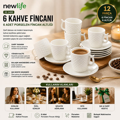 12 PARÇA PORSELEN KAHVE FİNCANI (5643)
