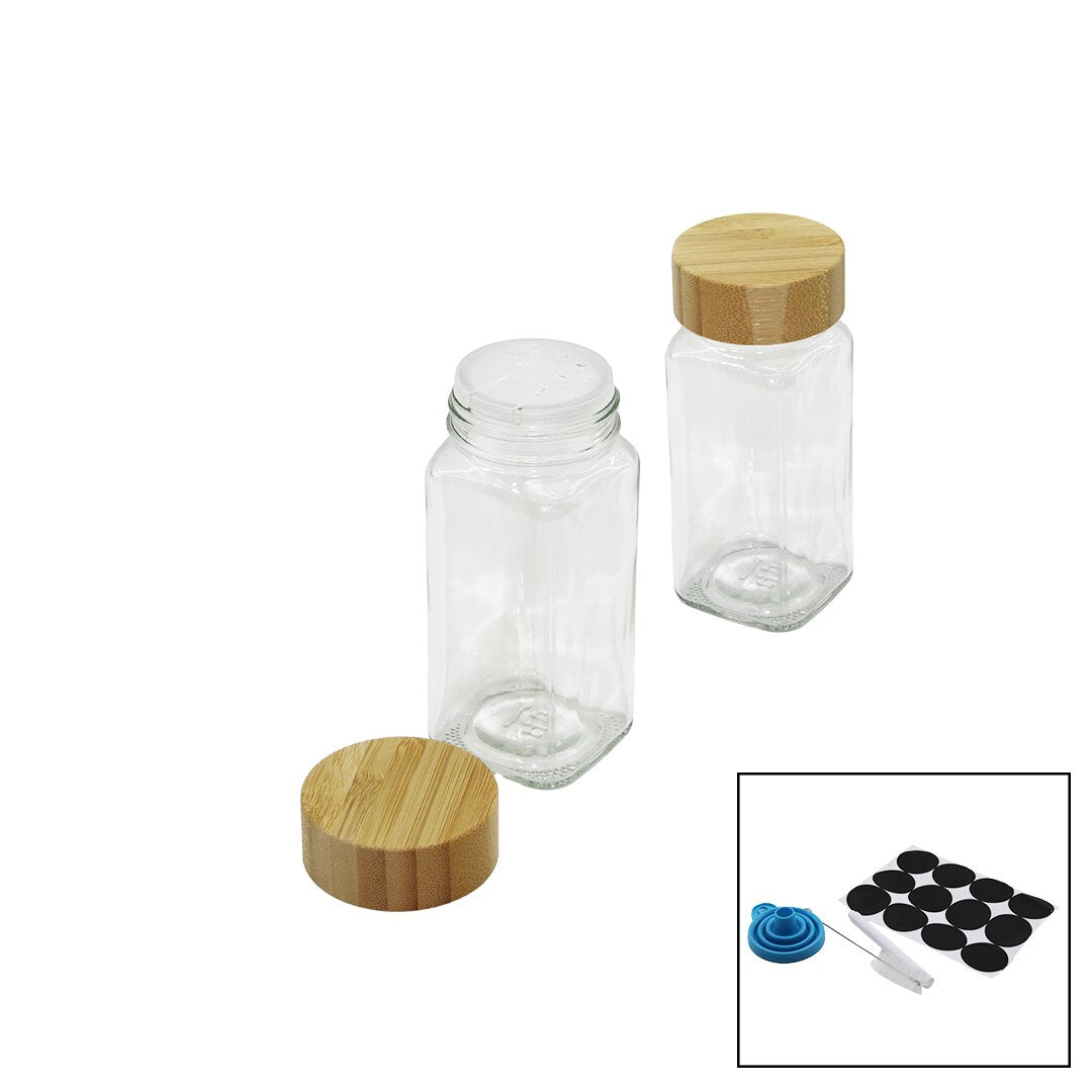 12 PCS TAKIM KARE CAM BAHARATLIK - TUZLUK BAMBU KAPAKLI (5643)