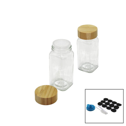 12 PCS TAKIM KARE CAM BAHARATLIK - TUZLUK BAMBU KAPAKLI (5643)