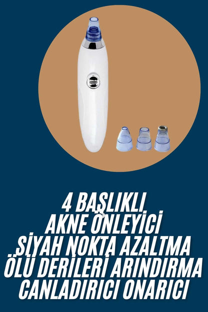 Yeni Nesil Vakumlu Pilli Siyah Nokta ve Yüz Temizleme Cihazı 4 Başlıklı