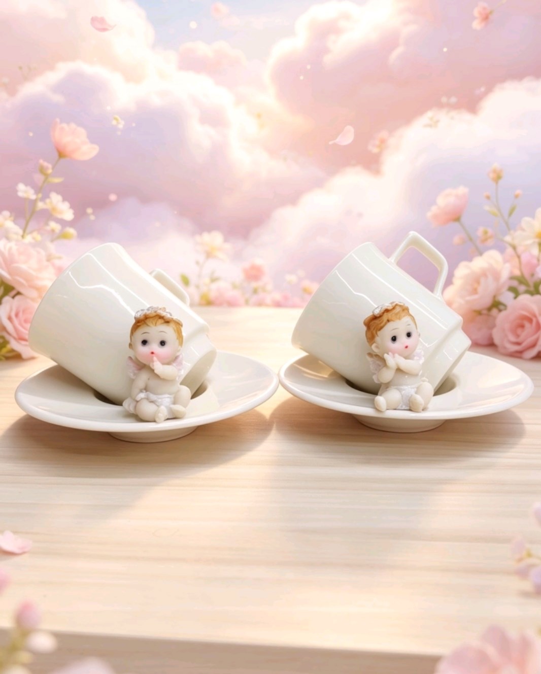 KİRLİNOVA® MELEK BEBEK 2'Lİ PORSELEN FİNCAN TAKIMI