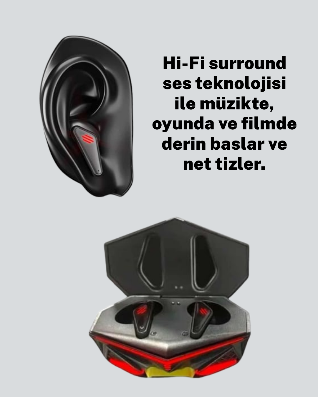 Led Işıklı Metal Kasa Kablosuz Kulaklık Yeni Nesil