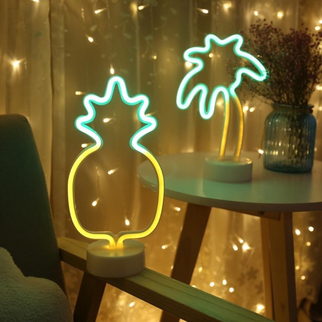 BUFFER® Dekoratif Ananaslı Neon Led Masa Ve Gece Lambası Hediyelik Lamba