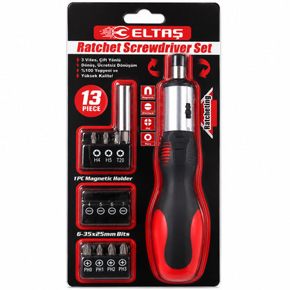 13PCS SİLİKON SAP - CR-V CIRCIRLI TORNAVİDA BİTS SETİ 3 KADEME - ÇİFT YÖNLÜ - MANYETİK UÇ TUTUCU (5643)