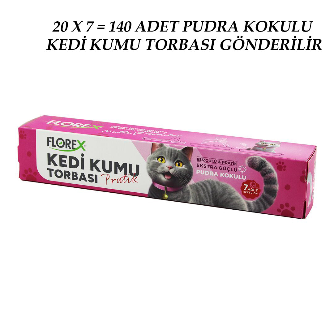140 ADET KEDİ - EVCİL HAYVAN KUMU TORBASI PRATİK PUDRA KOKULU BÜZGÜLÜ - EXTRA GÜÇLÜ 82X50CM (5643)