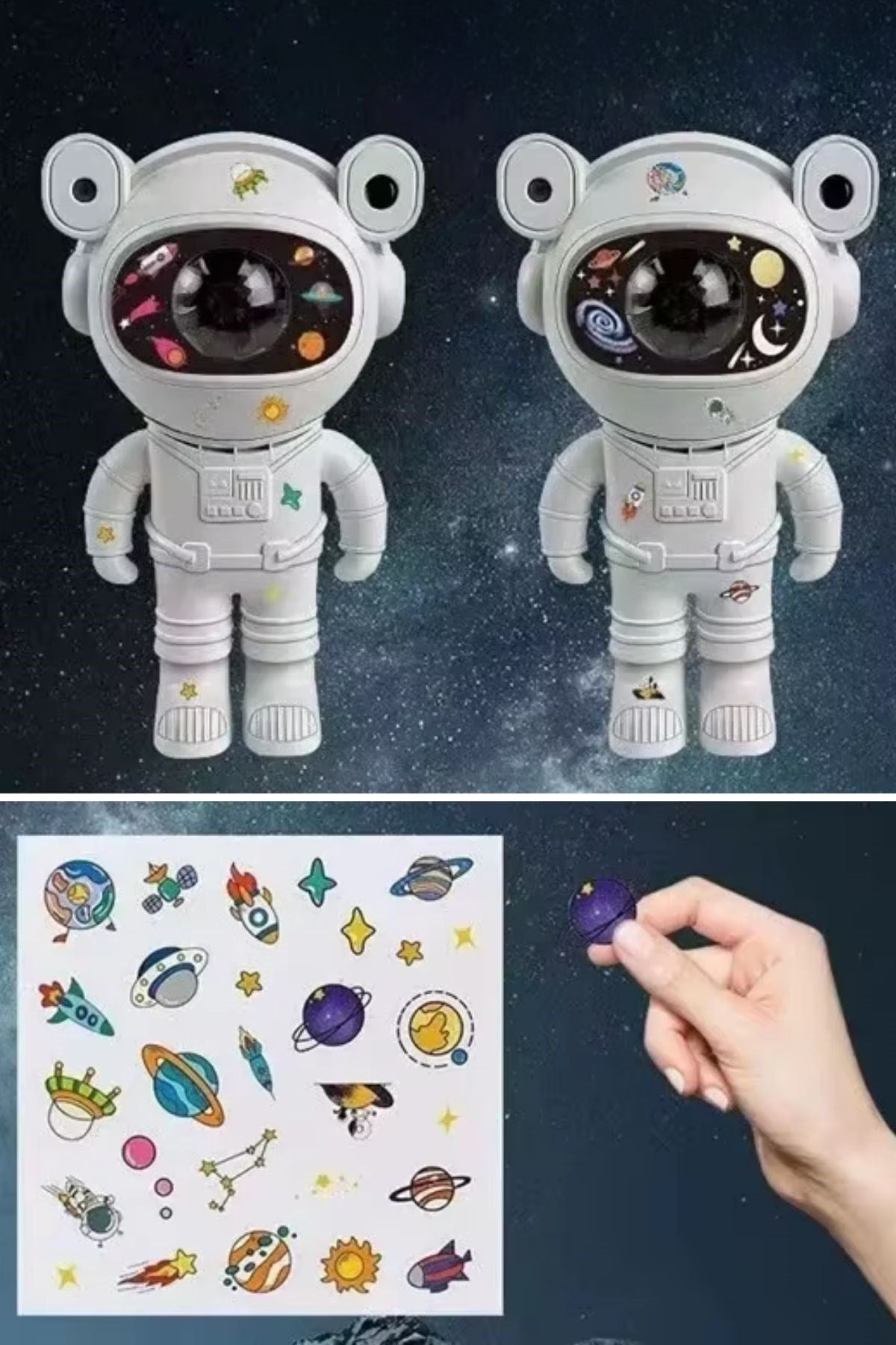 BUFFER® Stickerlı,Kumandalı ASTRONOT Model Gece Lambası