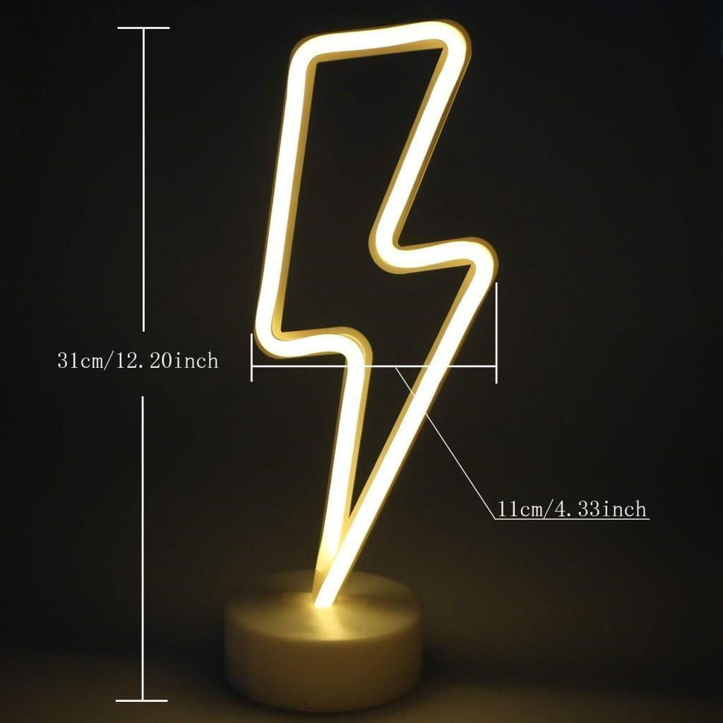 BUFFER® Dekoratif Şimşek Şeklinde Pilli Neon Led Lamba Süs Masa Lambası