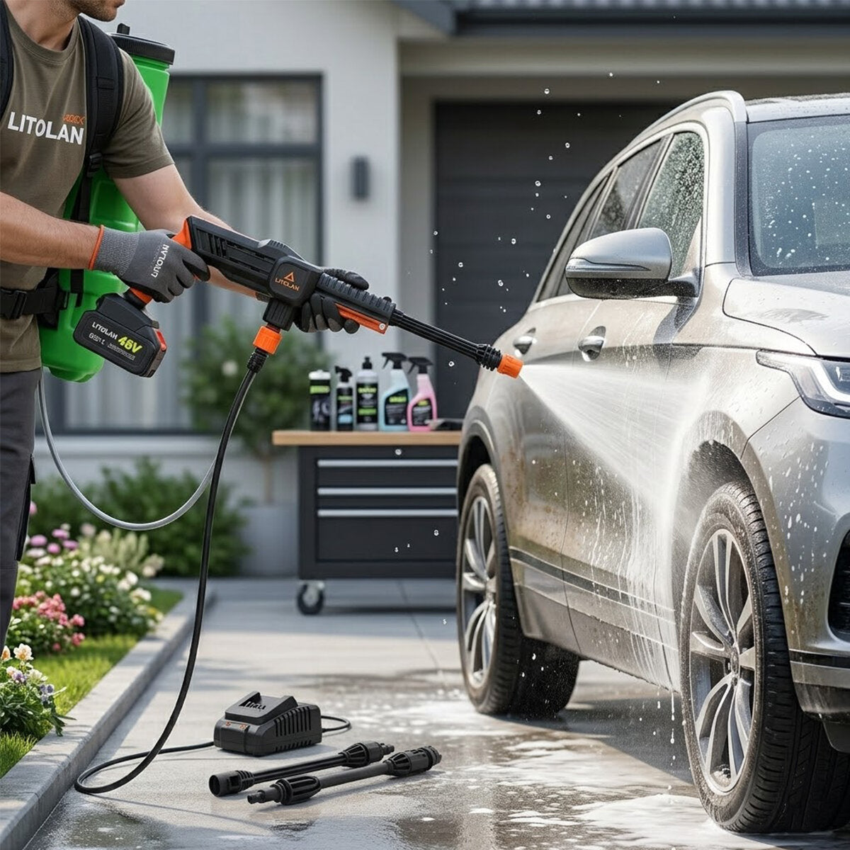 16LT ELEKTİRİKLİ OTO - ARAÇ YIKAMA TABANCASI - POMPASI PÜSKÜRTÜCÜ 4.8V EWASHER (5643)