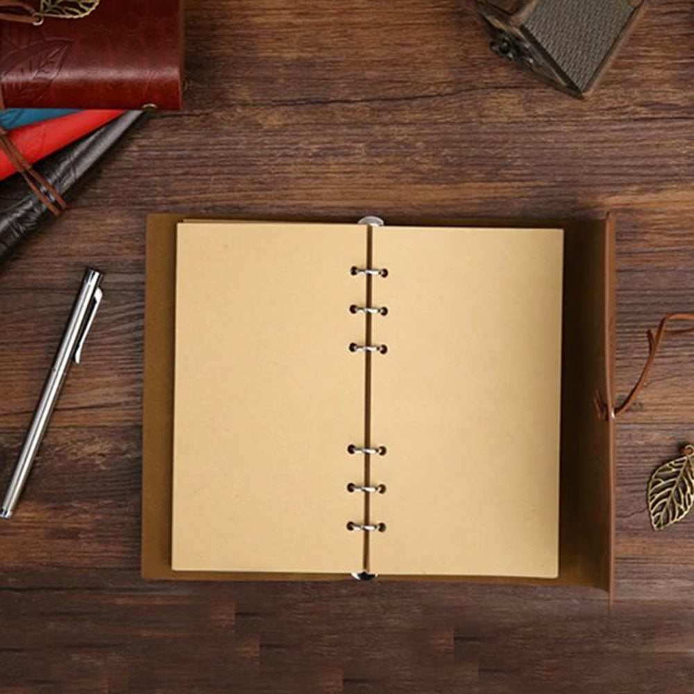 Kutulu Deri Defter ve Metal Roller Kalem Seti - Yaprak Desenli - Baskıya Uygun