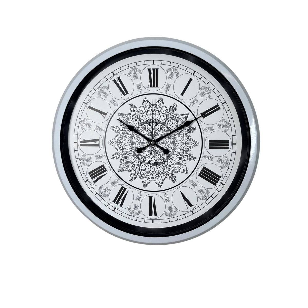 Beyaz 52 Cm Metal Mandala Desenli Tasarım Duvar Saati