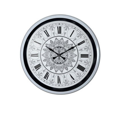 Beyaz 52 Cm Metal Mandala Desenli Tasarım Duvar Saati