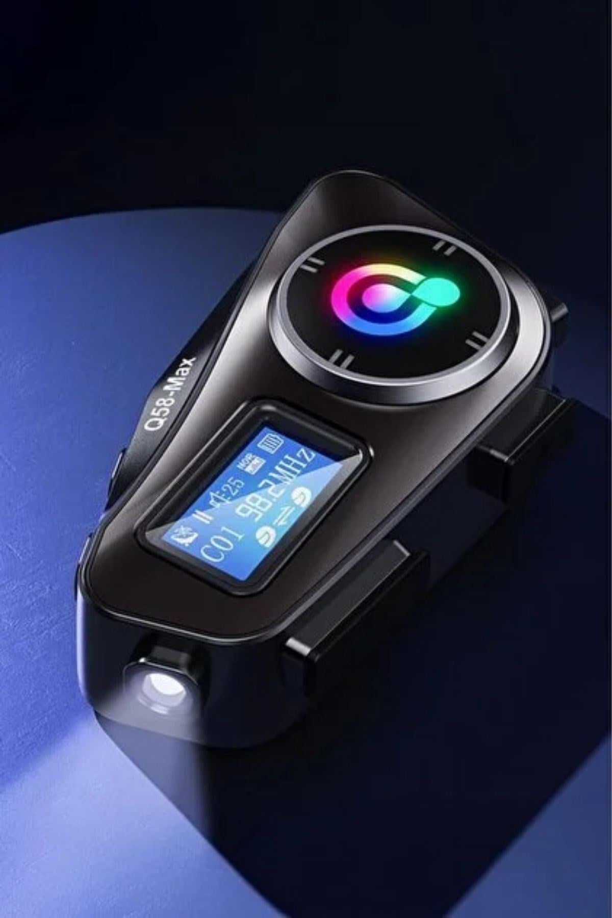 BUFFER® Q58 Motorsikletler İçin Fener Özellikli SD Kart Bölümlü LCD Ekranlı Kablosuz Bluetooth Kulaklıklı – Suya Dayanıklı Kask Kulaklığı