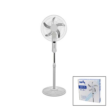 18 İNC 45 CM KUMANDALI SANAYİ TİPİ AYAKLI VANTİLATÖR 5-METAL PERVANE 3-KADEME HIZ 65W Y:137CM (5643)