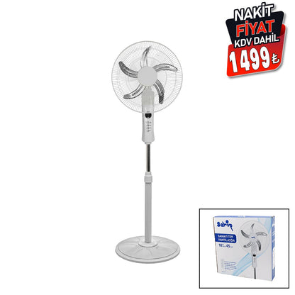 18 İNC 45 CM KUMANDALI SANAYİ TİPİ AYAKLI VANTİLATÖR 5-METAL PERVANE 3-KADEME HIZ 65W Y:137CM (5643)