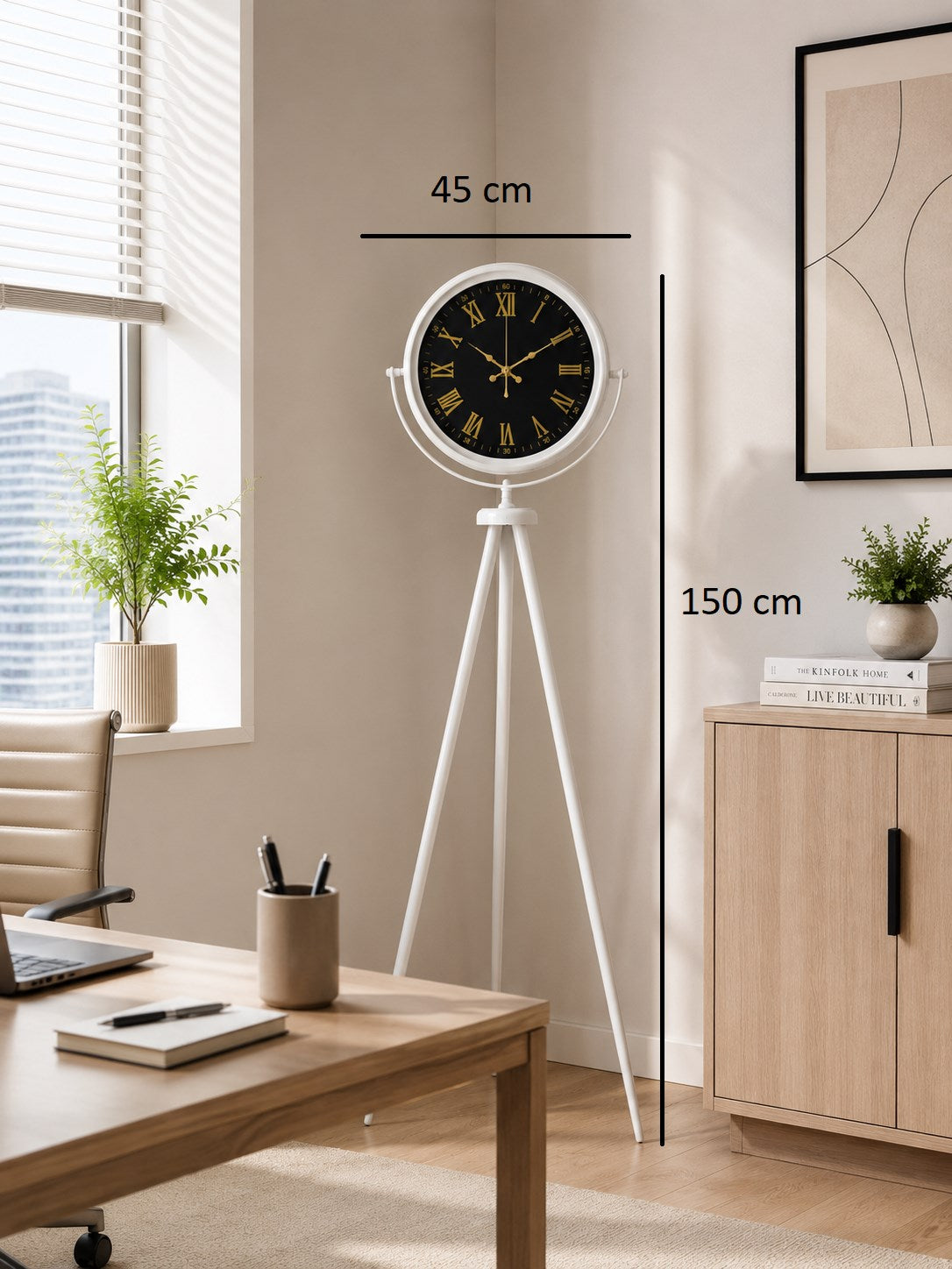 Lüks Beyaz Tripod Ayaklı Saat