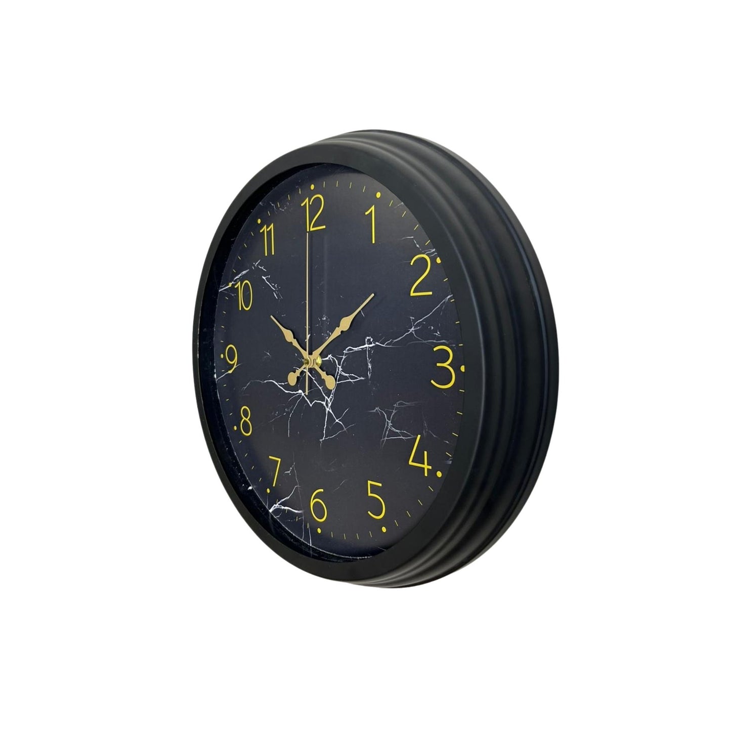 Siyah 40 Cm Mermer Desenli Metal Duvar Saati