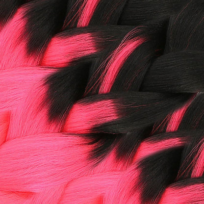 Afrika Örgüsü Ve Rasta İçin Sentetik Ombreli Saç - Siyah / Neon Pembe