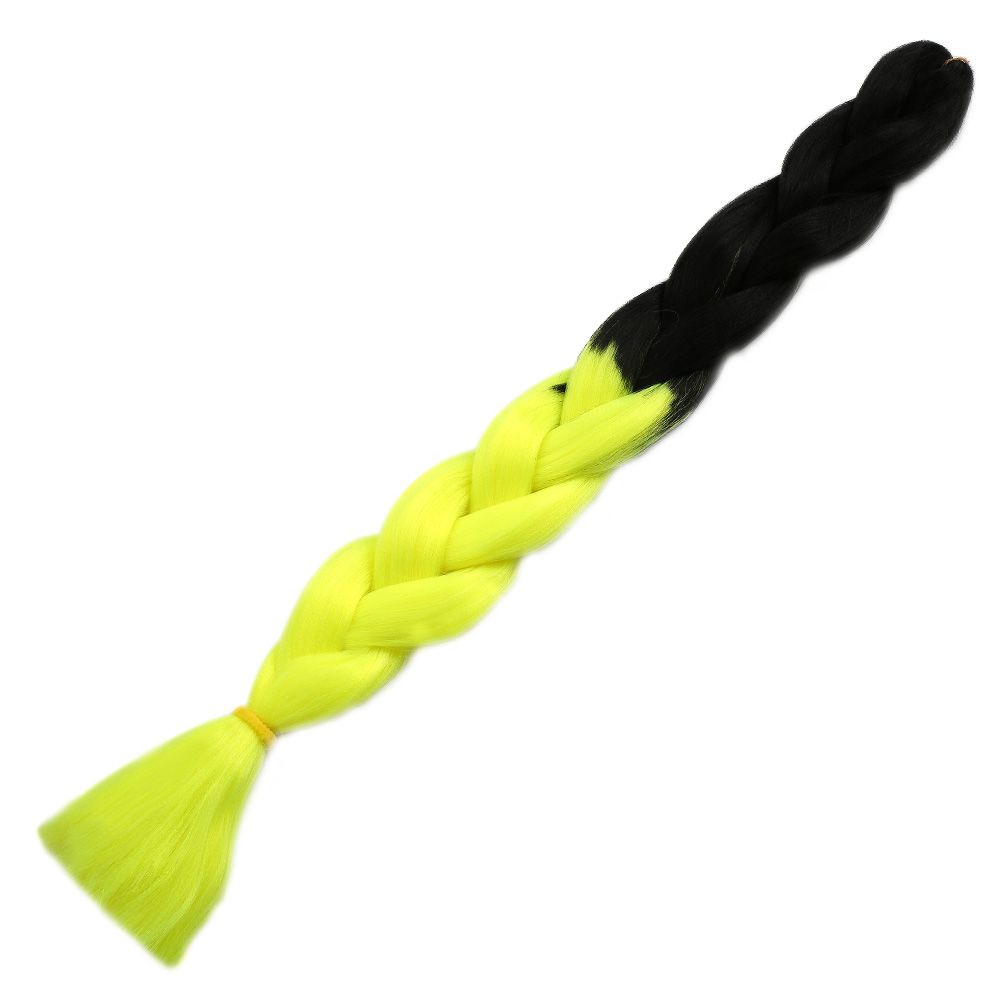 Afrika Örgüsü Ve Rasta İçin Sentetik Ombreli Saç - Siyah / Neon Sarı