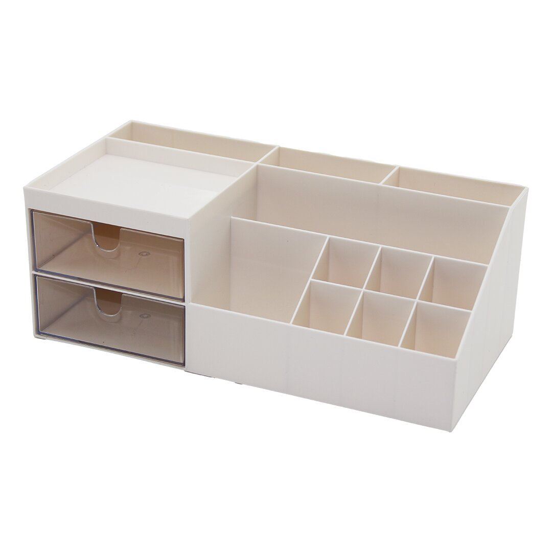 2 ÇEKMECELİ + 12 BÖLMELİ PLASTİK MAKYAJ - TAKI ORGANİZER 12X24CM- Y: 4-6-7-8-9CM (5643)