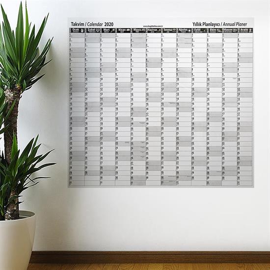 2020 Yıllık Planlayıcı Manyetik Duvar Stickerı Takvim 110x100 cm (5643)