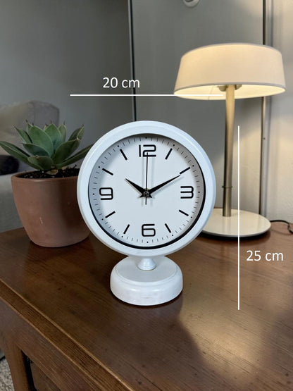 Premium Beyaz 25 x 20 Cm Metal Masa Saati