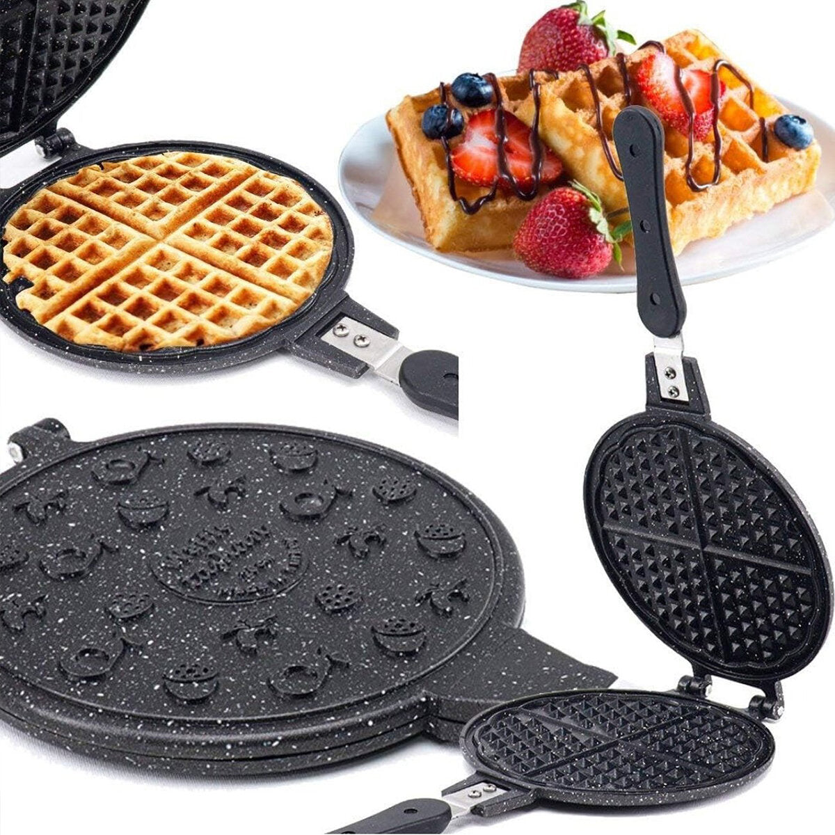 20CM GRANİT DÖKÜM WAFFLE TAVA BAKALİT SAP (5643)