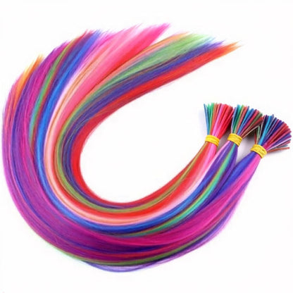 20 Adet Karışık Renkli Fiber Sentetik Kaynaklık Saç 60cm + Misina Takım Aparatı ve Boncuğu