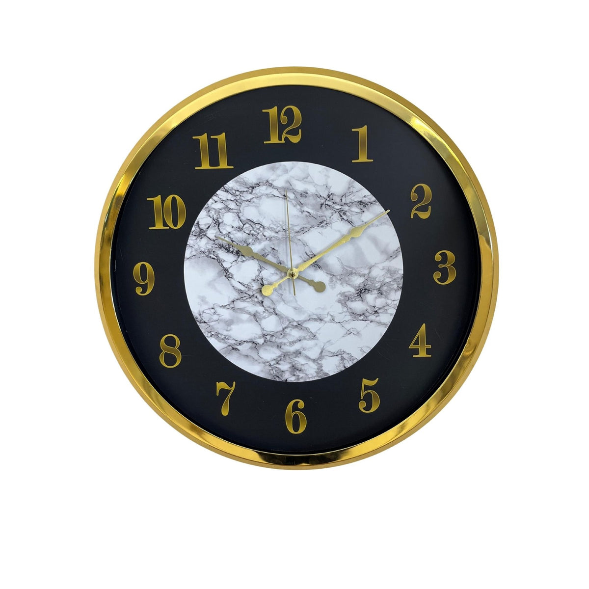 Gold Mermer Desenli Modern 52 x 52 Cm Duvar Saati